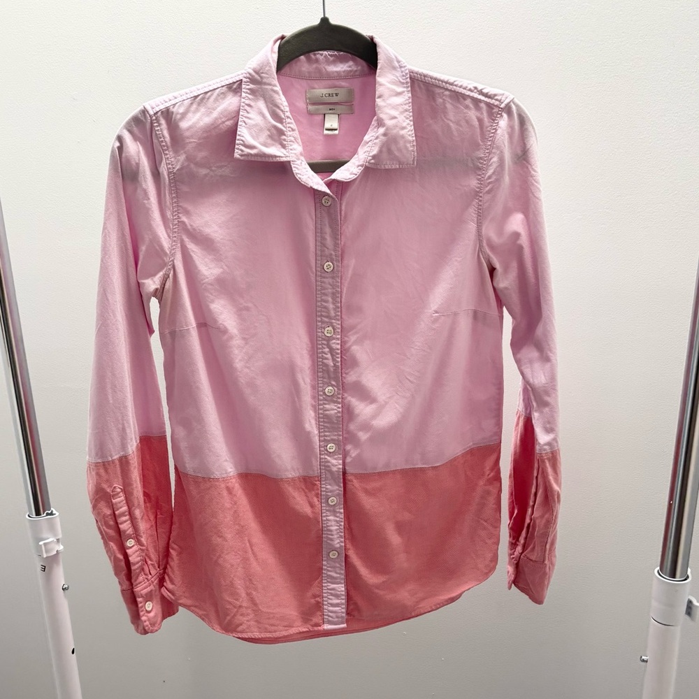 J. Crew Light Pink Colorblock Button Down Shirt